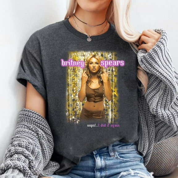 Oops!... I Did It Again Anniversary Tour Short Sleeve T-Shirt Men's And Women's Graphic Tee 100% Cotton by TBun, Full Sizes S-5XL