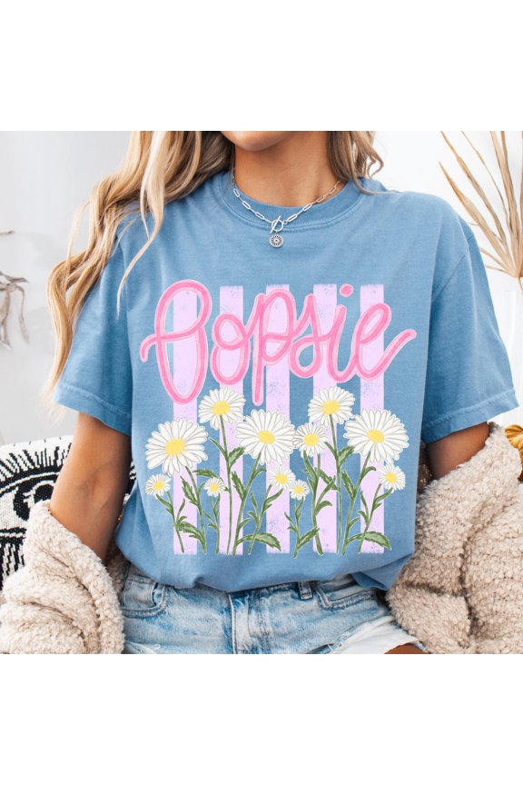 Oopsie Daisy Floral Graphic Boho Summer Botanical T-Shirt All Size S-3XL