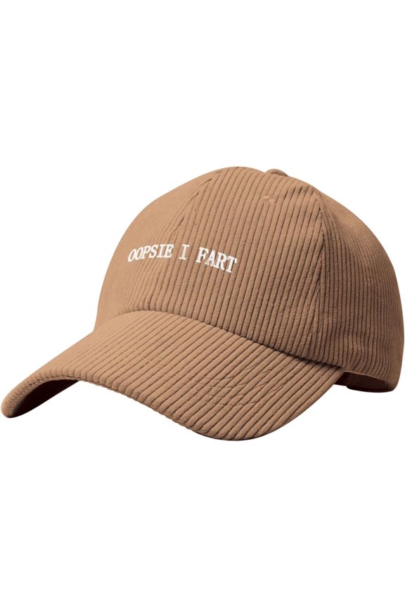 Oopsie I Fart Hat Corduroy Baseball Cap Vintage Adjustable Trucker Caps for Outdoor Travel Beige