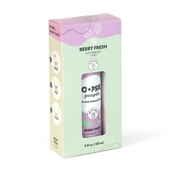 Oopsie Poopsie before and after you go pre-poo toilet spray single box bottle Berry Fresh - The Anti Awkward Scent