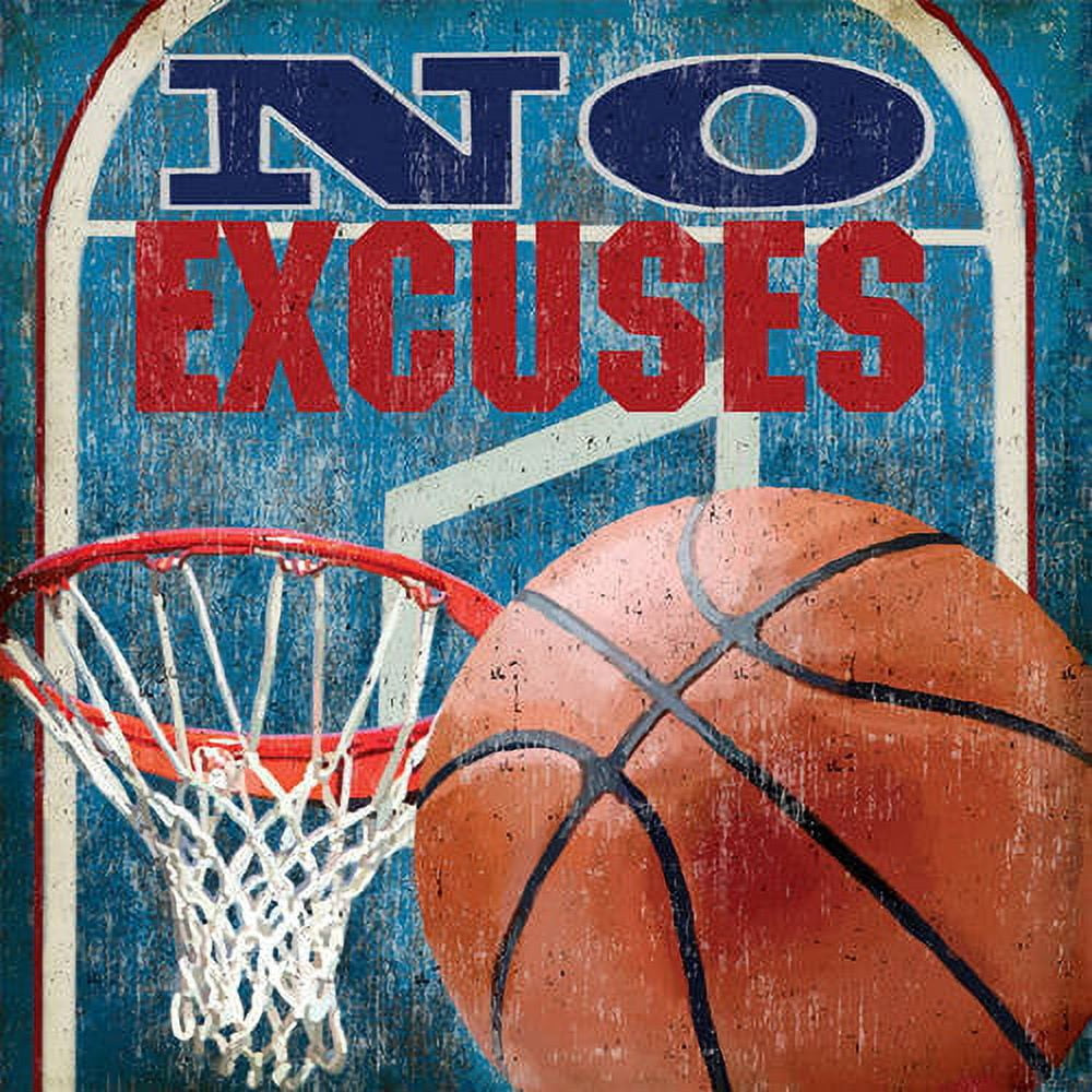 Oopsy Daisy - Canvas Wall Art No Excuses - Basketball 14x14 By Lori Siebert