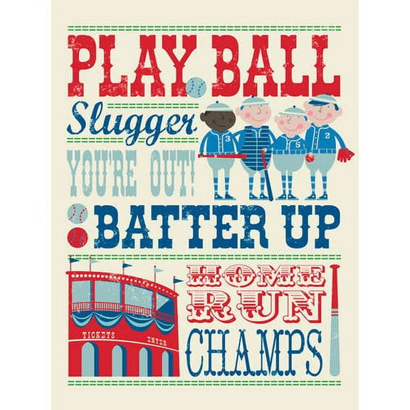 Oopsy Daisy - Canvas Wall Art Play All Day - Baseball 14x18 By Edward Miller
