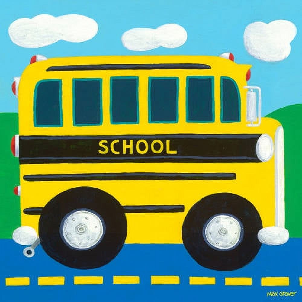 oopsy daisy - school bus canvas wall art 10x10, max grover