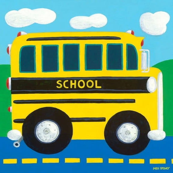 oopsy daisy - school bus canvas wall art 10x10, max grover