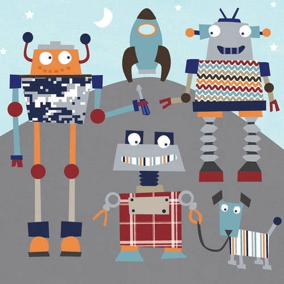 Oopsy Daisy Too's Robot Friends Canvas Wall Art Size 21x21