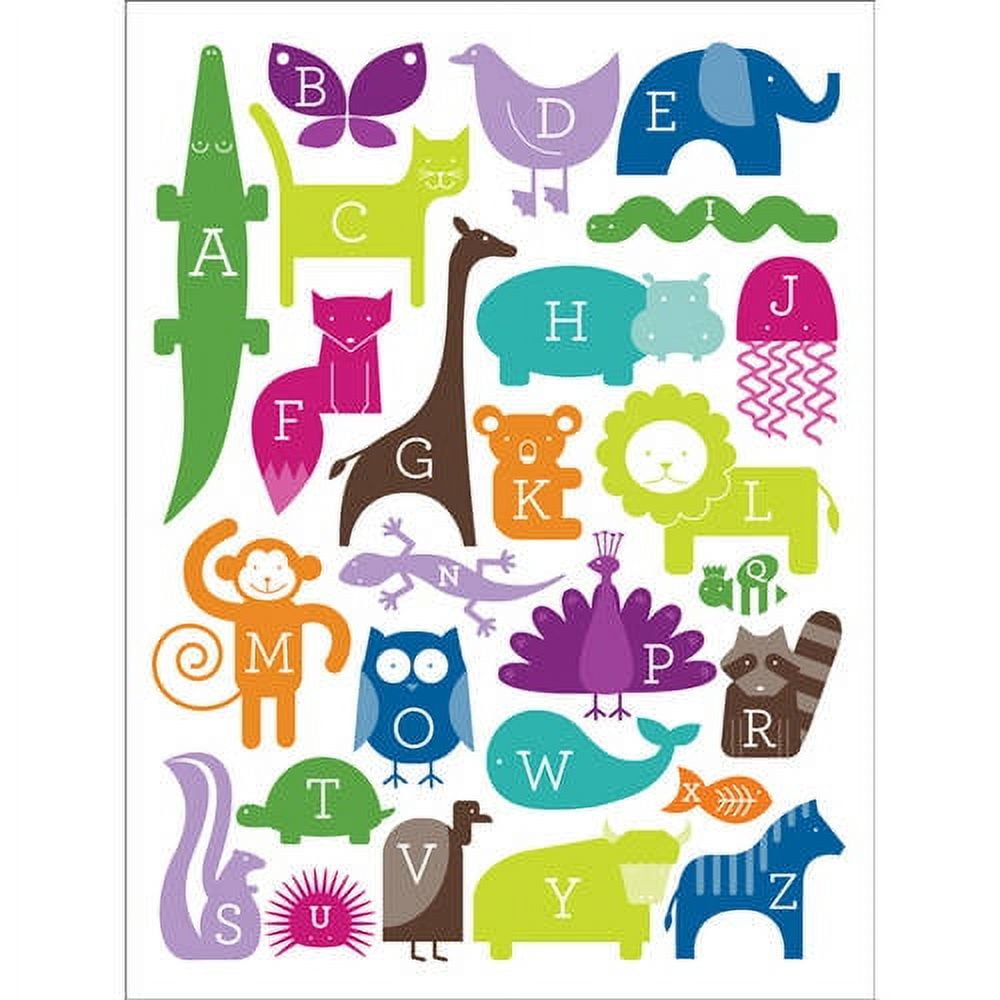 Oopsy Daisy's ABC Animalia Rainbow Canvas Wall Art, 18x24
