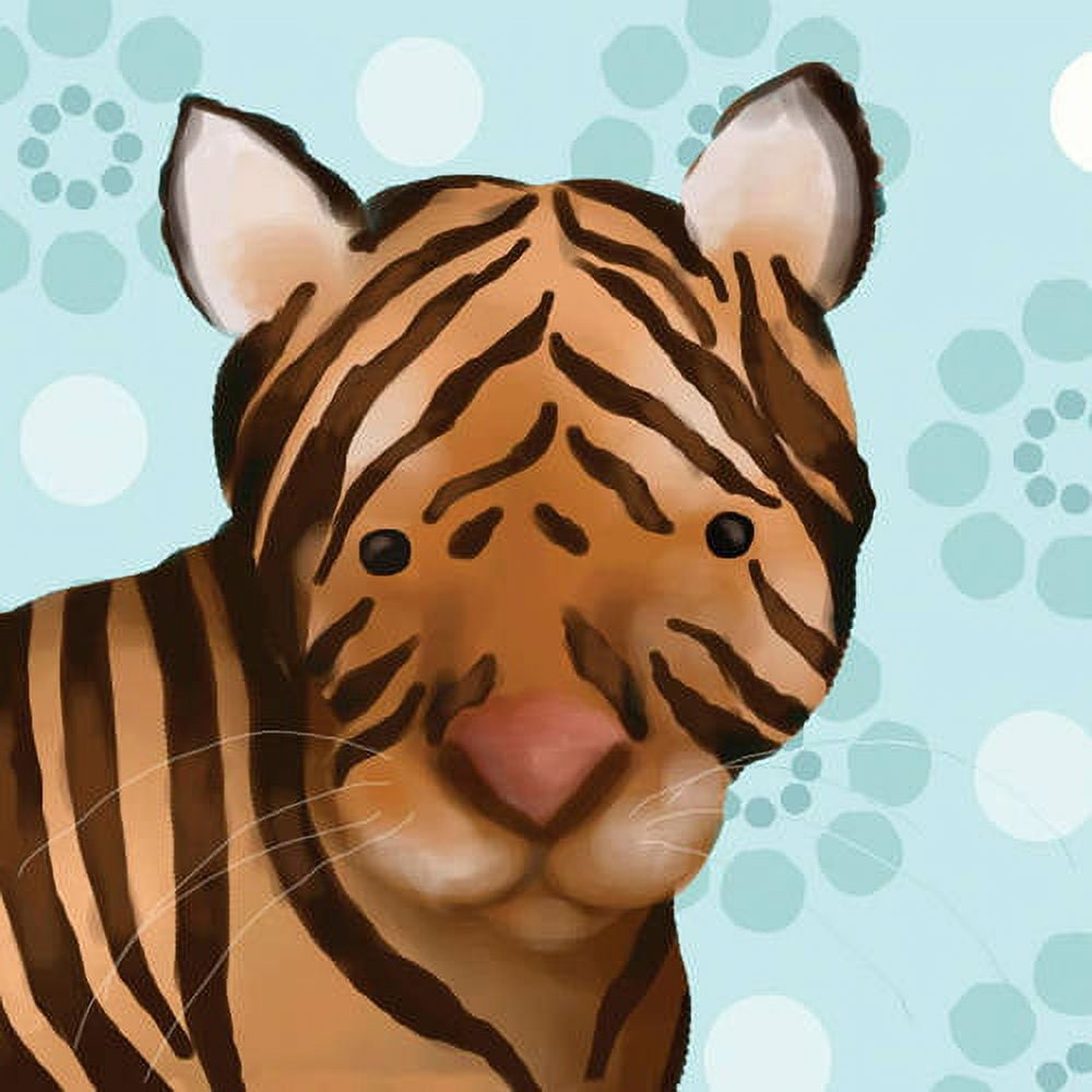 Oopsy Daisy's Aaron the Tiger Blue Canvas Wall Art, 10x10