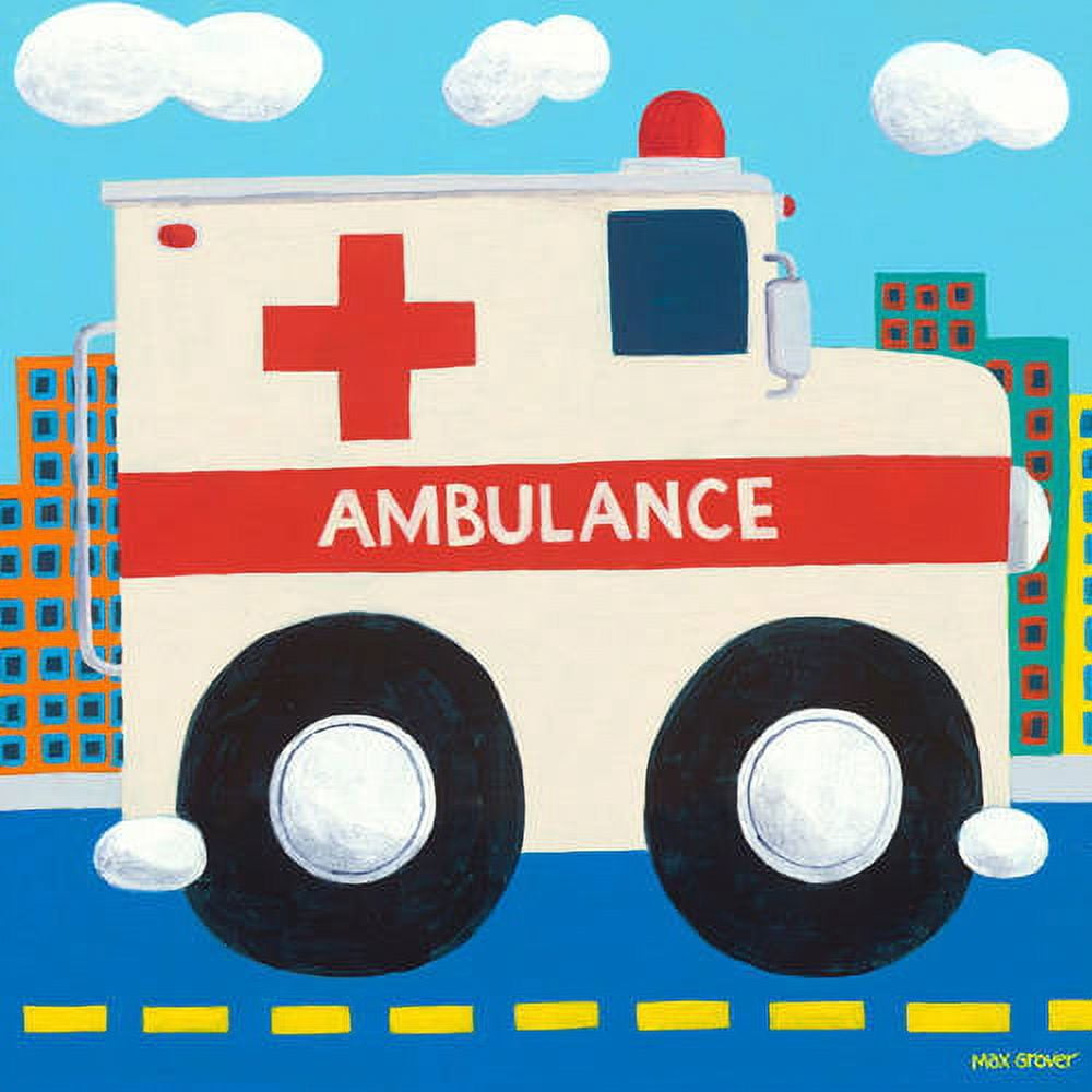 Oopsy daisy ambulance stretched canvas wall art by max grover, 10 by 10-inch