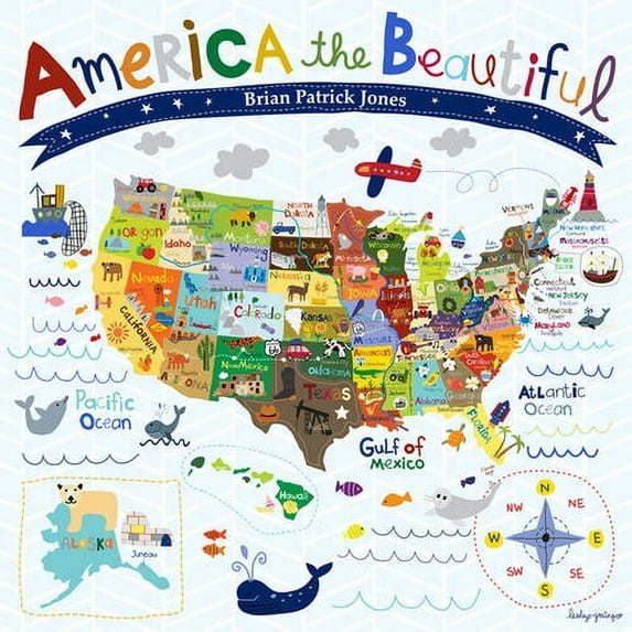 Oopsy Daisy's Beautiful America Canvas Wall Art, 18x18