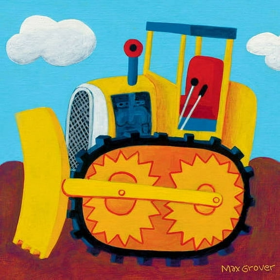 oopsy daisy earthmover stretched canvas wall art by max grover, 10 by 10-inch