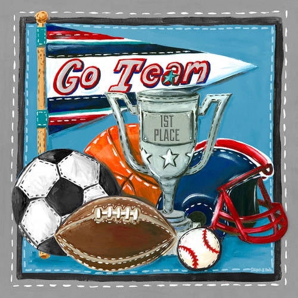 Oopsy Daisy NB42375 Go Team! Canvas Wall Art by Jones Segarra, 14" x 14"