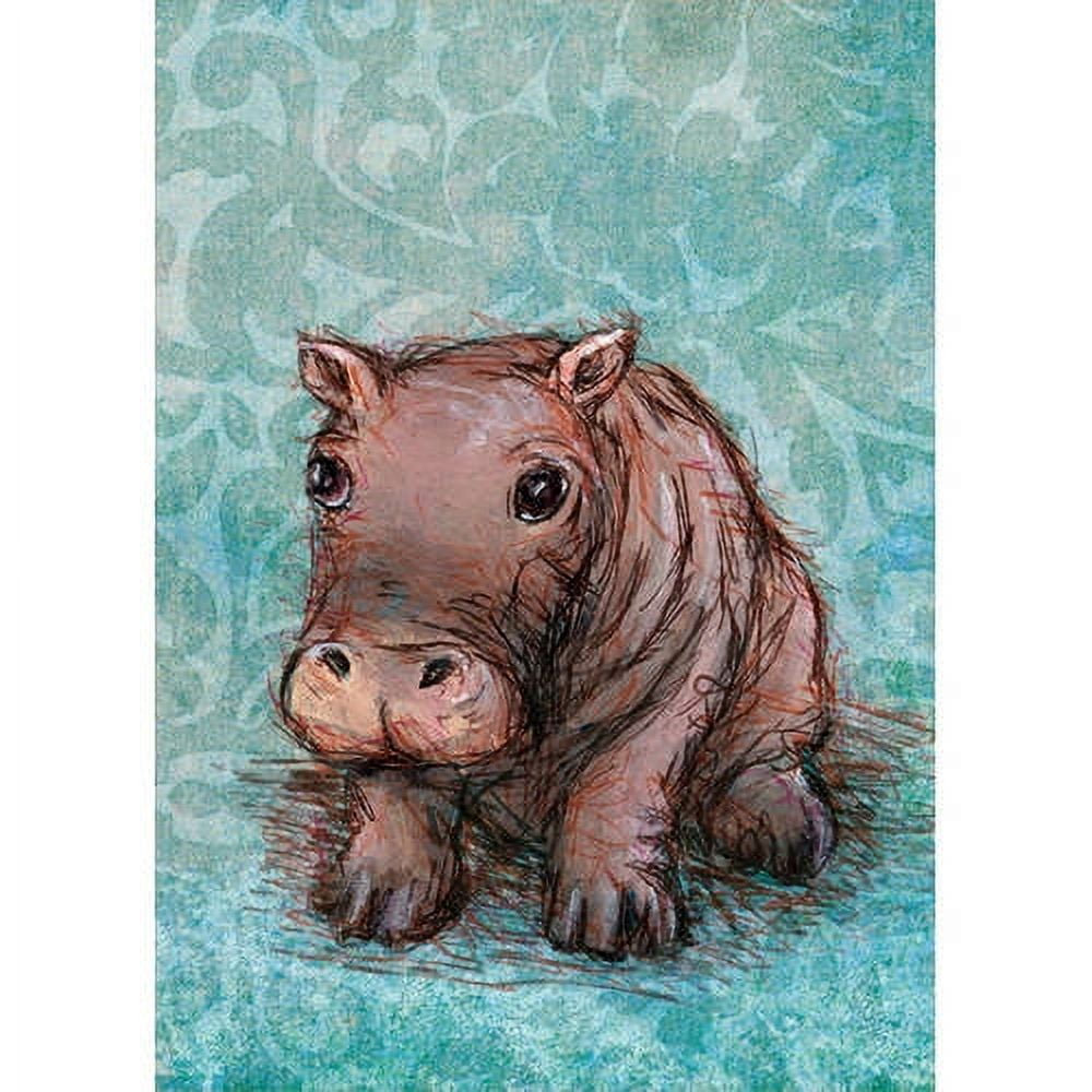 Oopsy Daisy Little Baby Canvas Wall Art, Aqua Hippo, 10" x 14"