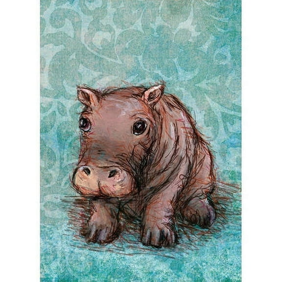 Oopsy Daisy's Little Hippo Baby Canvas Wall Art, 10x14