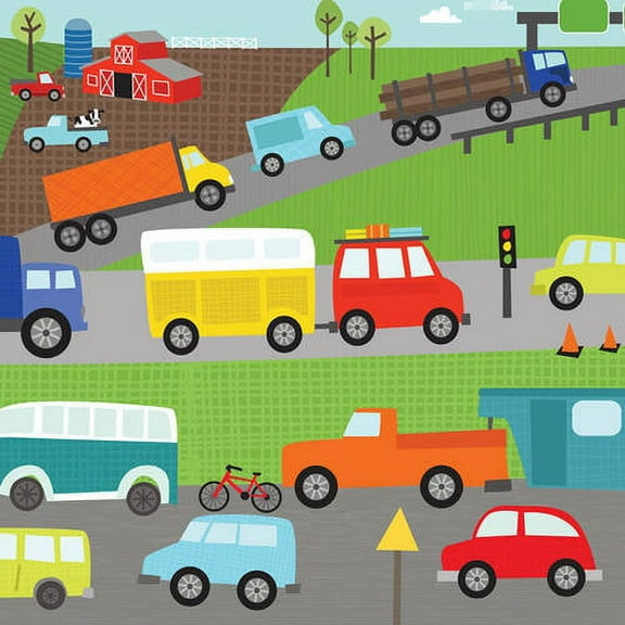 Oopsy Daisy's Move Me By Land Traffic Canvas Wall Art, 14x14