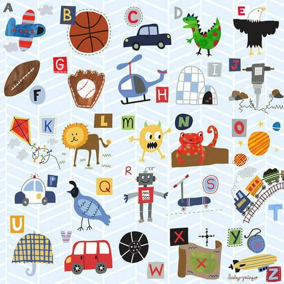 BR &Nameinternal - My ABC's - Boy 18x18 canvas Wall Art, by Lesley Grainger