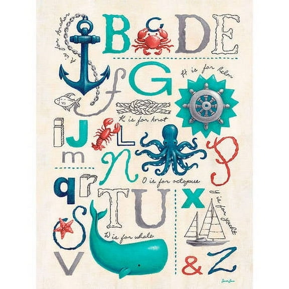 Oopsy Daisy's Nautical ABCs Canvas Wall Art, Size 18x24