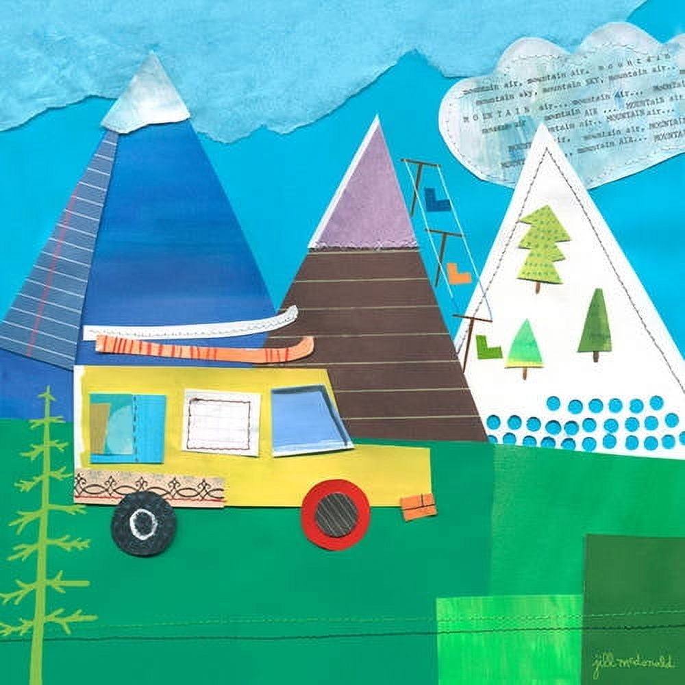 Oopsy Daisy On The Road, Mountains Stretched Canvas Wall Art by Jill Mcdonald, 14 by 14-Inch