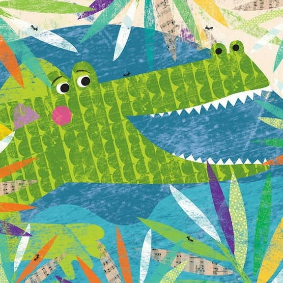 Oopsy Daisy's Peeking Jungle Buddies Crocodile Canvas Wall Art, 14x14