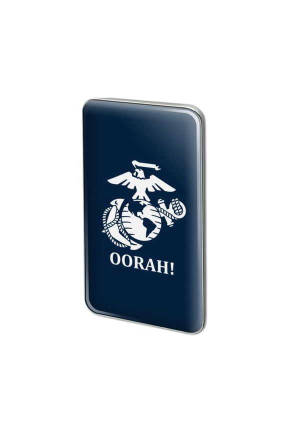 Oorah! Marine Corps USMC White on Blue Officially Licensed Metal Rectangle Lapel Hat Pin Tie Tack Pinback