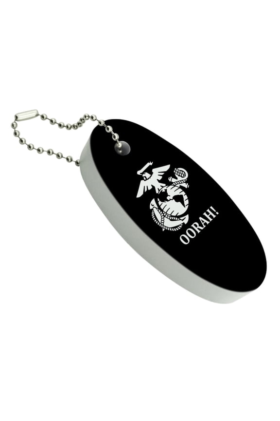 Oorah! USMC Marine Corps White on Black Officially Licensed Floating Foam Keychain Fishing Boat Buoy Key Float