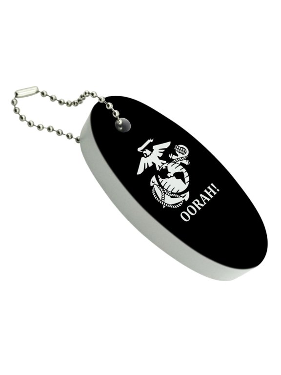 Oorah! USMC Marine Corps White on Black Officially Licensed Floating Foam Keychain Fishing Boat Buoy Key Float