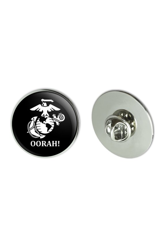 Oorah! USMC Marine Corps White on Black Officially Licensed Metal 1.1" Tie Tack Hat Lapel Pin Pinback