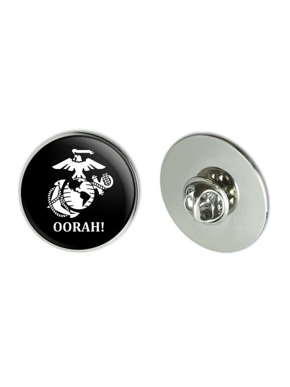 Oorah! USMC Marine Corps White on Black Officially Licensed Metal 1.1" Tie Tack Hat Lapel Pin Pinback