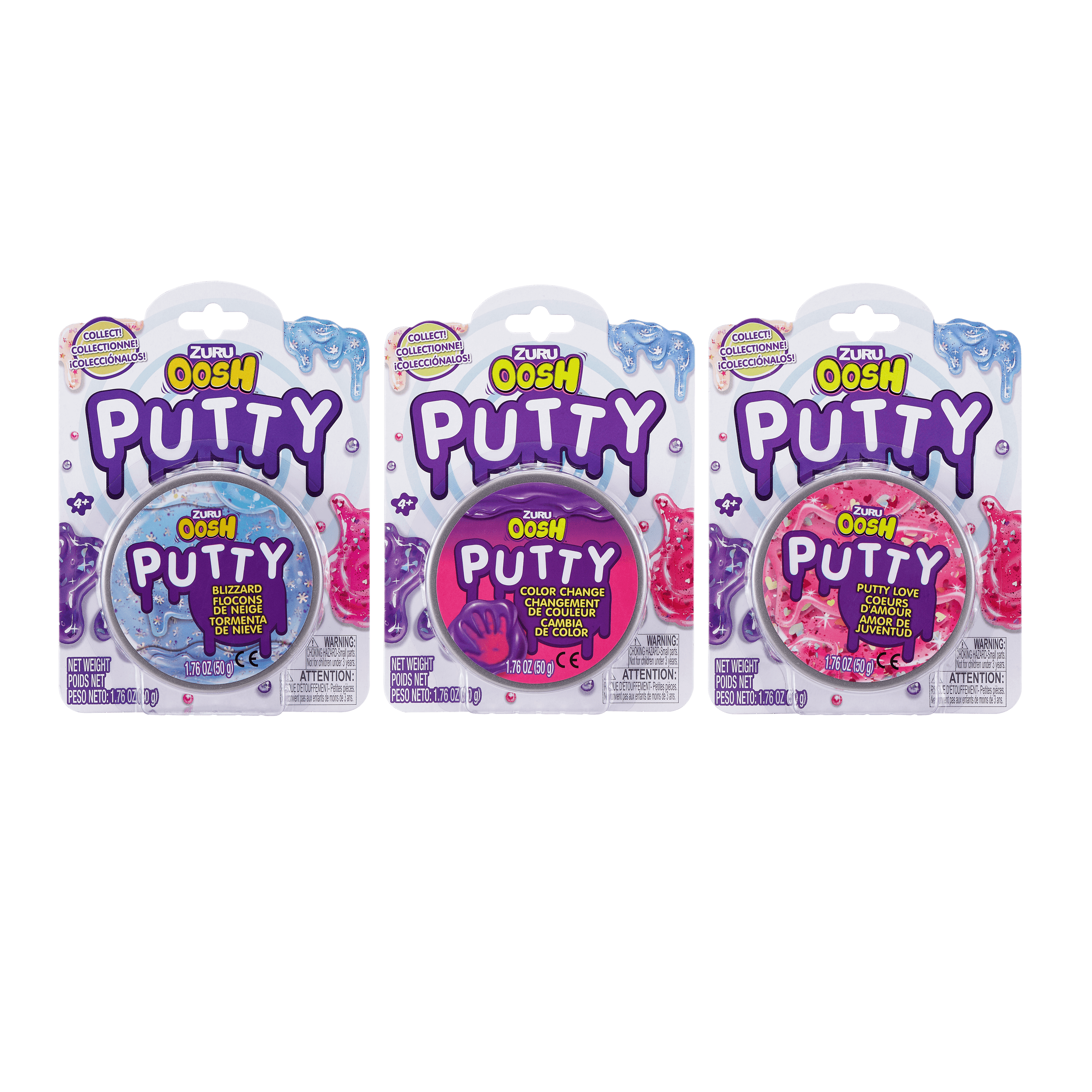Oosh Putty 3 Pack Unicorn Poop Twinkle Color Changing Super Stretchy Putty 5oz