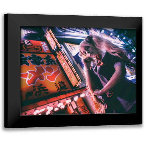 Ootama 14x12 Black Modern Framed Museum Art Print Titled - Tokyo Darkness