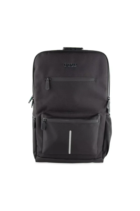 Ooze Black Smell Proof Travel Backpack - 18 x 14.5 x 3.5 inches, 9 Pockets, Water Resistant, Carbon-lined Interior
