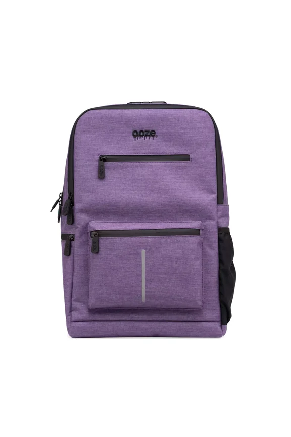 Ooze Purple Smell Proof Travel Backpack - 18 x 14.5 x 3.5 inches, 9 Pockets, Water Resistant, Carbon-lined Interior