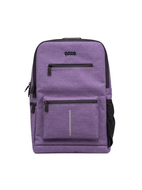 Ooze Purple Smell Proof Travel Backpack - 18 x 14.5 x 3.5 inches, 9 Pockets, Water Resistant, Carbon-lined Interior