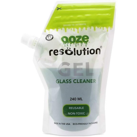 Resolution Gel Glass Cleaner, 240ml, Non-Toxic Clay-Based Cleaning Solution for Glass and Metal, Resealable Pouch
