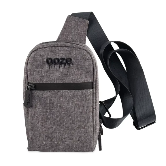 Ooze Smell Proof Crossbody Pouch - Luggage Bags - (Grey Crossbody Bag) -8.5 X 5 X 1.75 - Carbon Lining - Discreet Travel Bag - Odor Proof Bag - Herb Guard