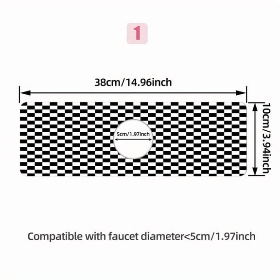 Op Art Checkerboard Drainage Mat - Anti-Slip, Water Absorbent Kitchen Sink Protector, Rubber Countertop Mat for Kitchen, Bathroom, and Home Use