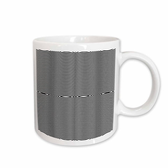 3drose, Op Art Wavy Line Pattern in Black and White, 11oz Mug
