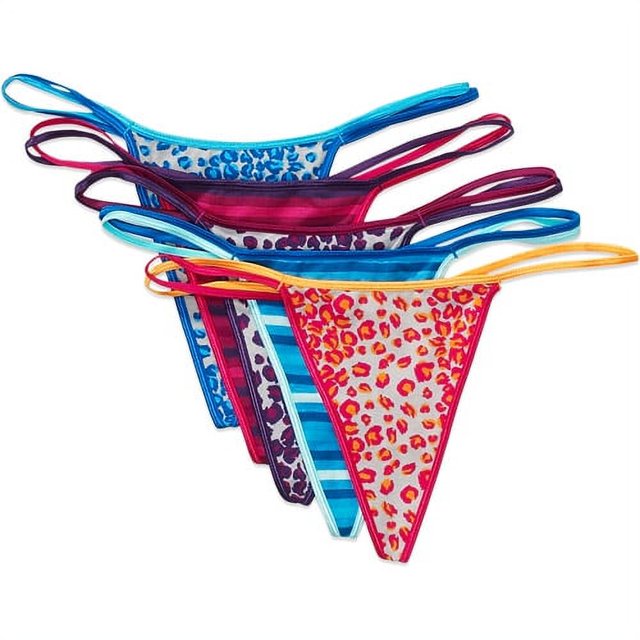 Op Juniors Assorted Printed Thong Panties, 5Pack