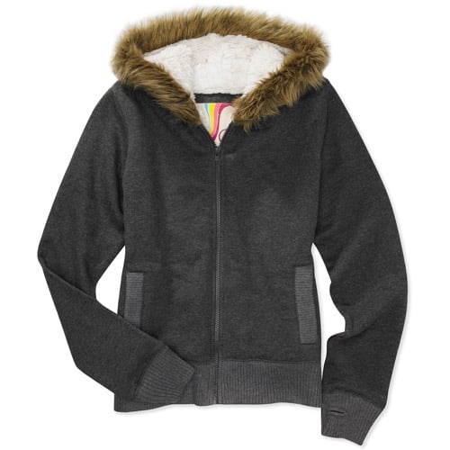 Op - Juniors Fur Trimmed Zip Hoodie - Walmart.com Op - Juniors Fur Trimmed Zip Hoodie - Walmart.com