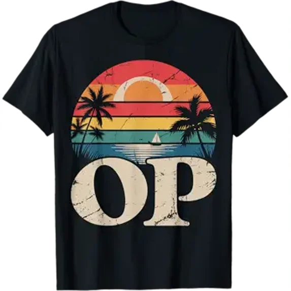 Op Ocean Vintage Pacific Beach Sun Palm Trees Retro T-Shirt
