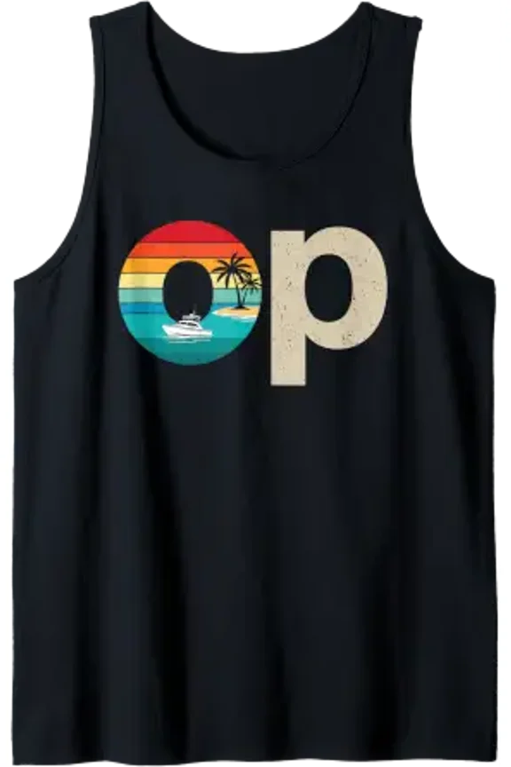 Op Ocean Vintage Pacific Ocean Beach Sun Palm Trees Retro Retro Tank Top Size S-3XL