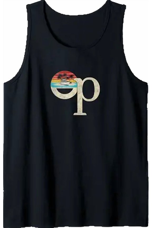 Op Ocean Vintage Pacific Ocean Beach Sun Palm Trees Retro Tank Top Size S-3XL