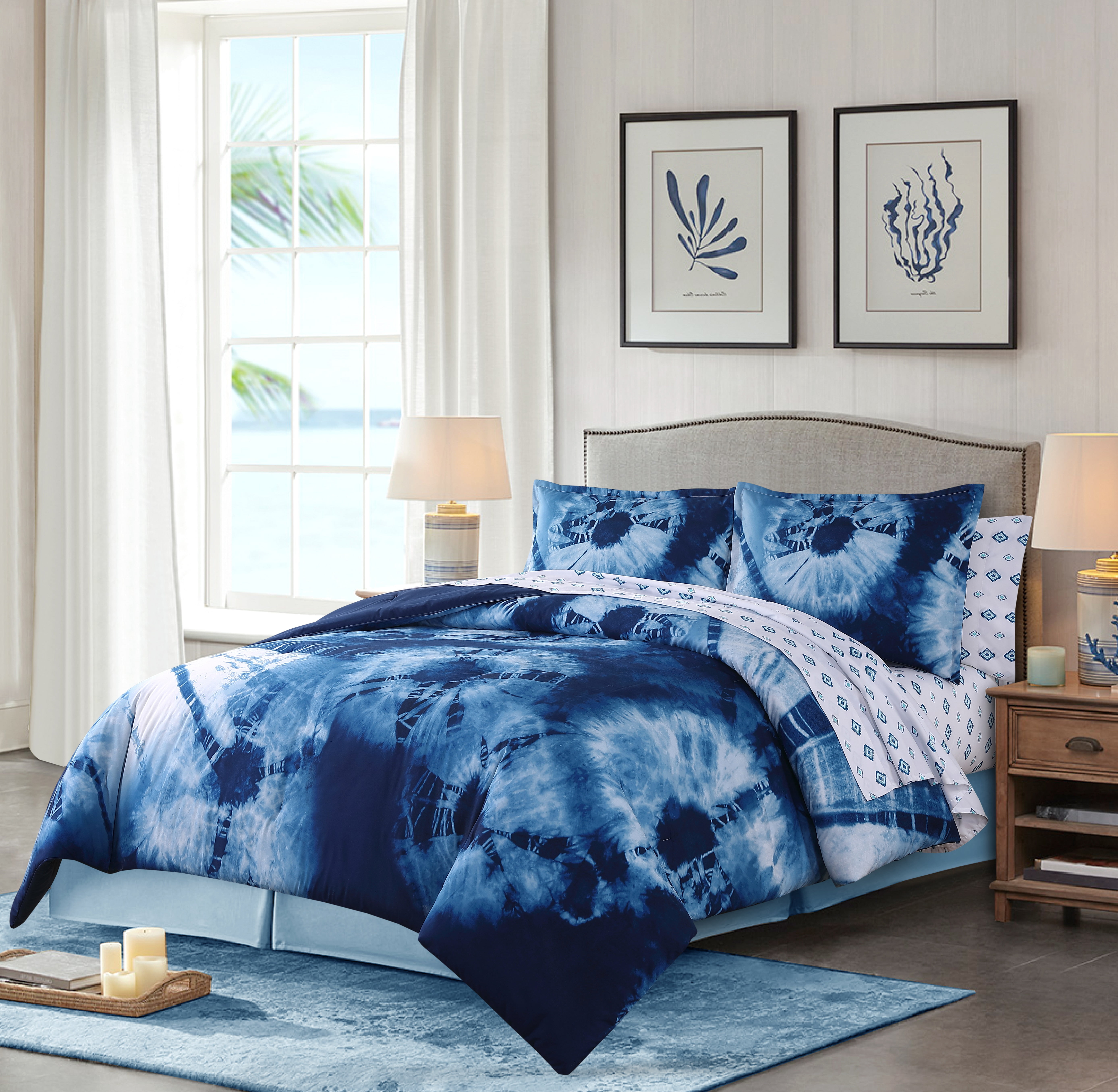 Blue tie cheap dye comforter