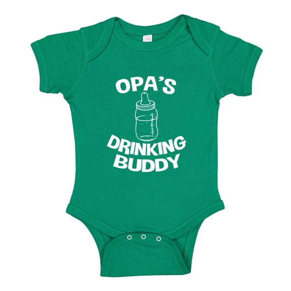 Opa's Drinking Buddy Baby Bodysuit One Piece NB Kelly Green