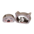 thumbnail image 1 of THE LICKER STORE Opal 19" Modern Cardboard Happy Cat Head 2-in-1 Cat Cave Scratcher with Built-In Bell Toys and Catnip, Muted Pink/Cream, CSR1000A, 1 of 9