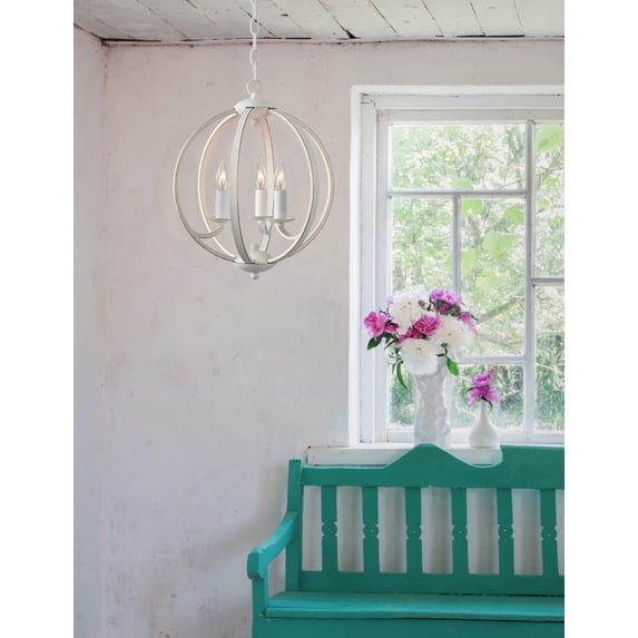 Opal 3 Light Chandelier with White Finish