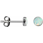 Opal 4 mm, Titanium Hypoallergenic Bezel Stud Earrings, For Sensitive Ears, Pale White, Hipoalerg nico para o dos sensibles