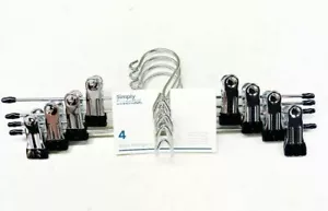 4-Pack Simply Essential Pants & Skirts Hangers With Clips - Chrome/Black, Heavy Duty