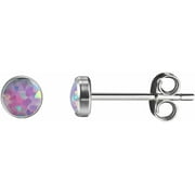 Opal 5 mm, Titanium Hypoallergenic Bezel Stud Earrings, For Sensitive Ears, Elegant and safe, Pale Violet Color - , Hipoalerg nico para o dos sensibles