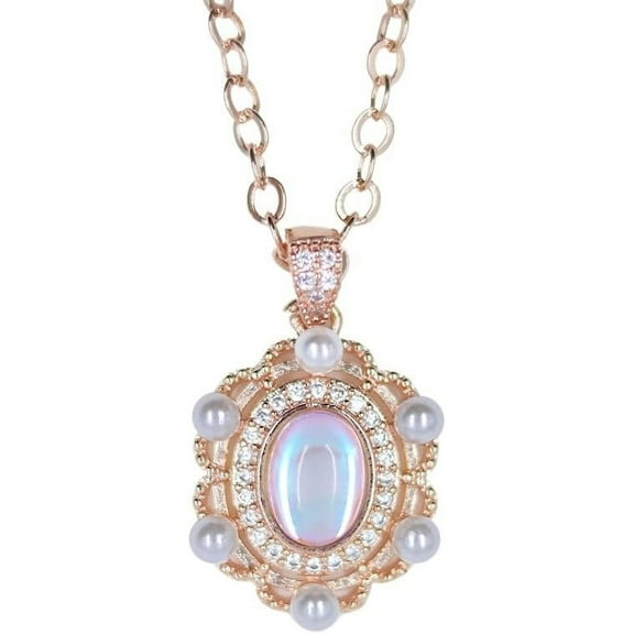 Opal 925 Sterling Silver Pearl Opal Flower Necklace,Fire Opal Necklace For Women