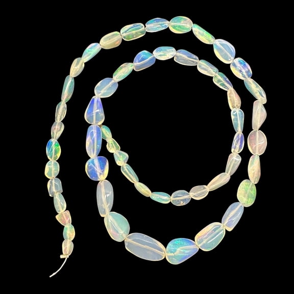 Opal AAA Fire Blue, Green, Pink Oval Bead Strand | 8" Long | Clear | 52 Beads |